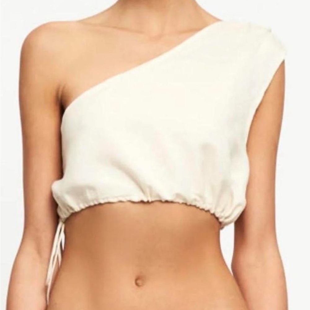 Lioness Alexandria Linen Ivory Cream Crop Top NWT Off White Women's Size 6 / M